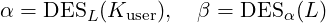 α =  DESL (Kuser),  β = DES  α(L)