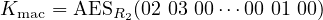 Kmac = AESR2 (02 03 00⋅⋅⋅00 01 00)